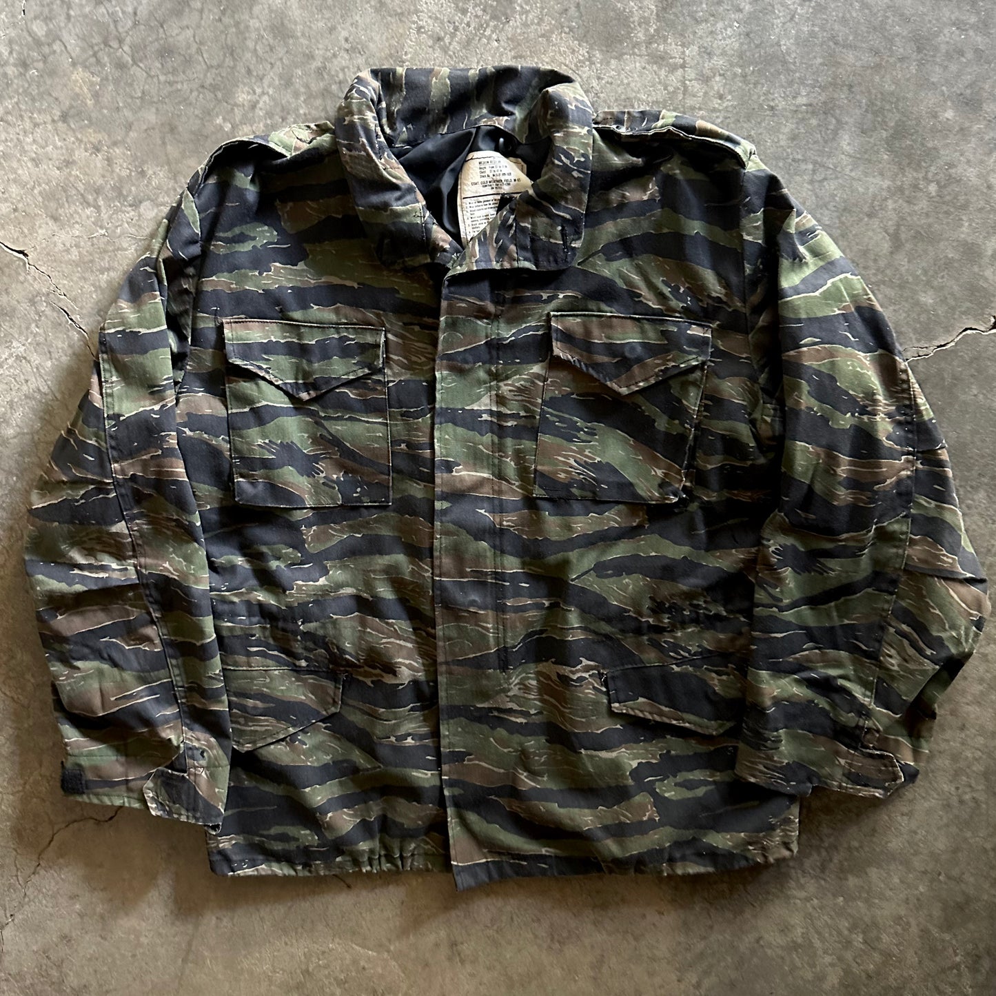 Vintage Military Tiger Stripe Camo M-65 Field Jacket