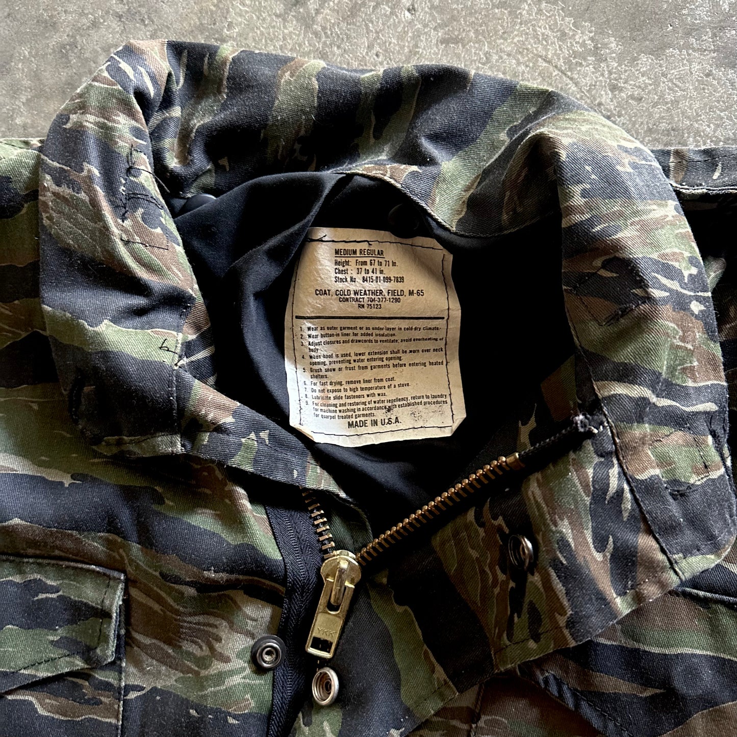 Vintage Military Tiger Stripe Camo M-65 Field Jacket