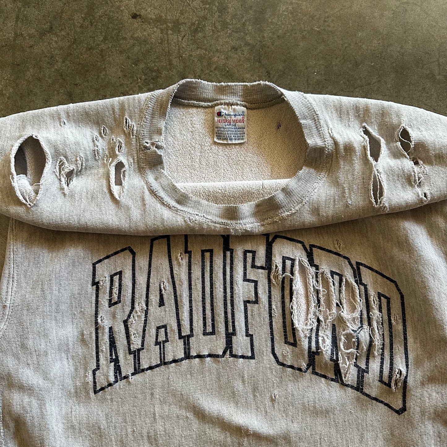 1990s Thrashed Radford University Champion Reverse Weave Crewneck