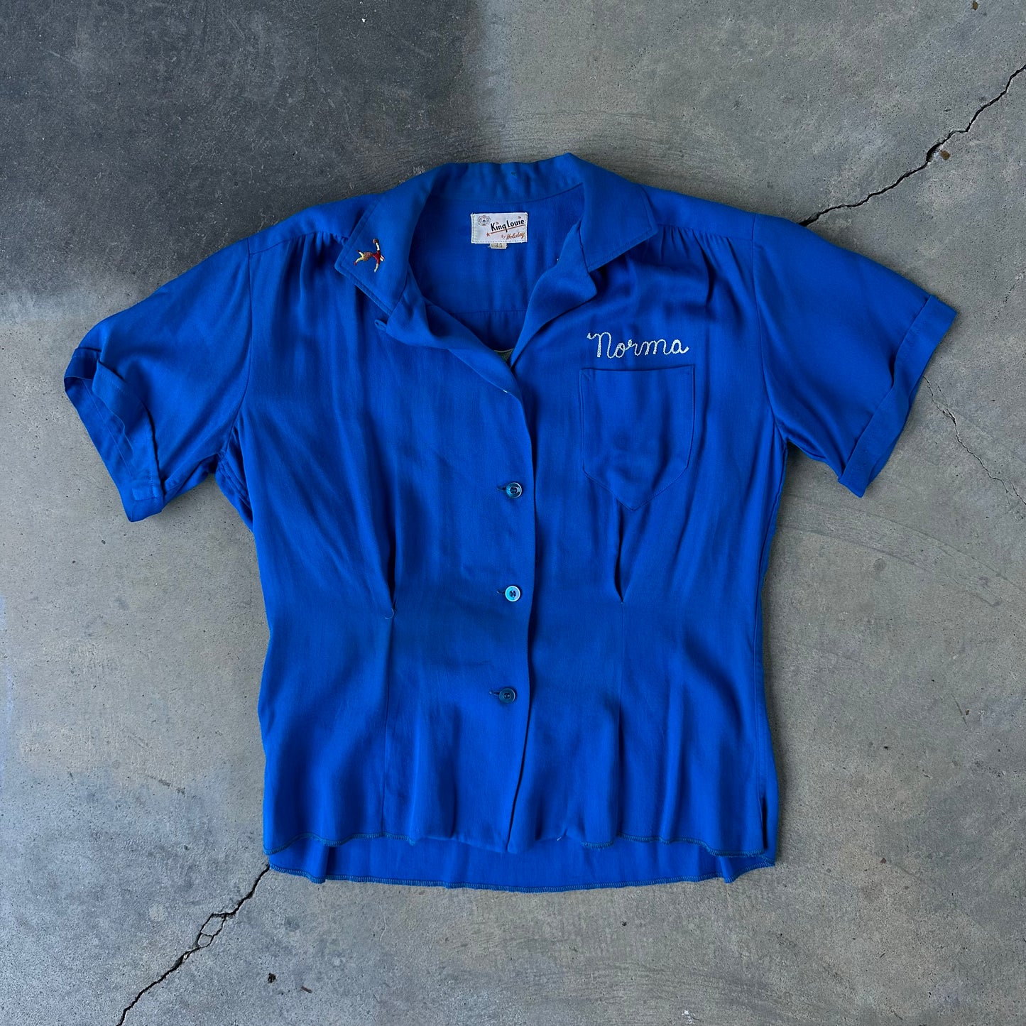 1950s King Louie By Holiday “Ellwood Motor Cars” Bowling Shirt