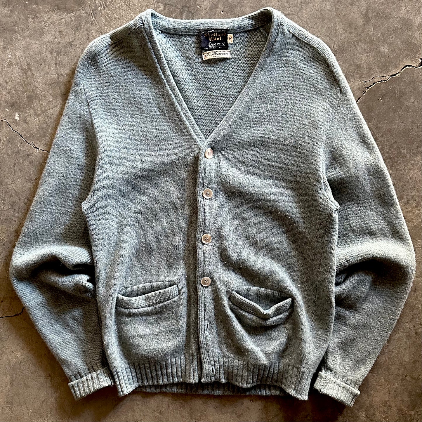 1960s Campus Shetland Wool Cardigan