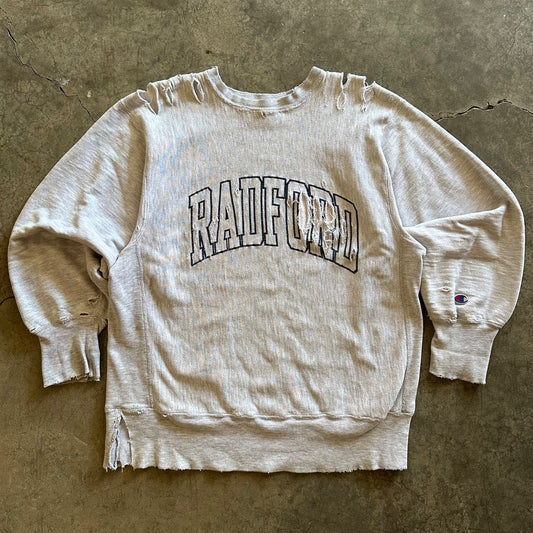 1990s Thrashed Radford University Champion Reverse Weave Crewneck